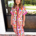 THML - Harvest Floral Button Down Midi Dress-500 Midi-THML-July & June Women's Fashion Boutique Located in San Antonio, Texas