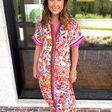 THML - Harvest Floral Button Down Midi Dress-500 Midi-THML-July & June Women's Fashion Boutique Located in San Antonio, Texas
