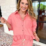 The Alys Blouse - Coral-200 Fashion Blouses-POLOGRAM-July & June Women's Fashion Boutique Located in San Antonio, Texas