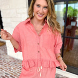 The Alys Blouse - Coral-200 Fashion Blouses-POLOGRAM-July & June Women's Fashion Boutique Located in San Antonio, Texas