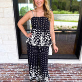 Polka Dot & Floral Set - Black-500 Midi-ENTRO-July & June Women's Fashion Boutique Located in San Antonio, Texas