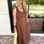 The Social Hour Midi Dress - Chocolate-500 Midi-ENTRO-July & June Women's Fashion Boutique Located in San Antonio, Texas