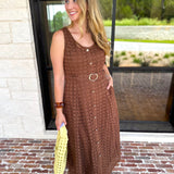 The Social Hour Midi Dress - Chocolate-500 Midi-ENTRO-July & June Women's Fashion Boutique Located in San Antonio, Texas