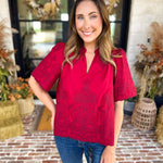 The Brunch Blouse - Burgundy-200 Fashion Blouses-ENTRO-July & June Women's Fashion Boutique Located in San Antonio, Texas
