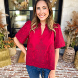 The Brunch Blouse - Burgundy-200 Fashion Blouses-ENTRO-July & June Women's Fashion Boutique Located in San Antonio, Texas