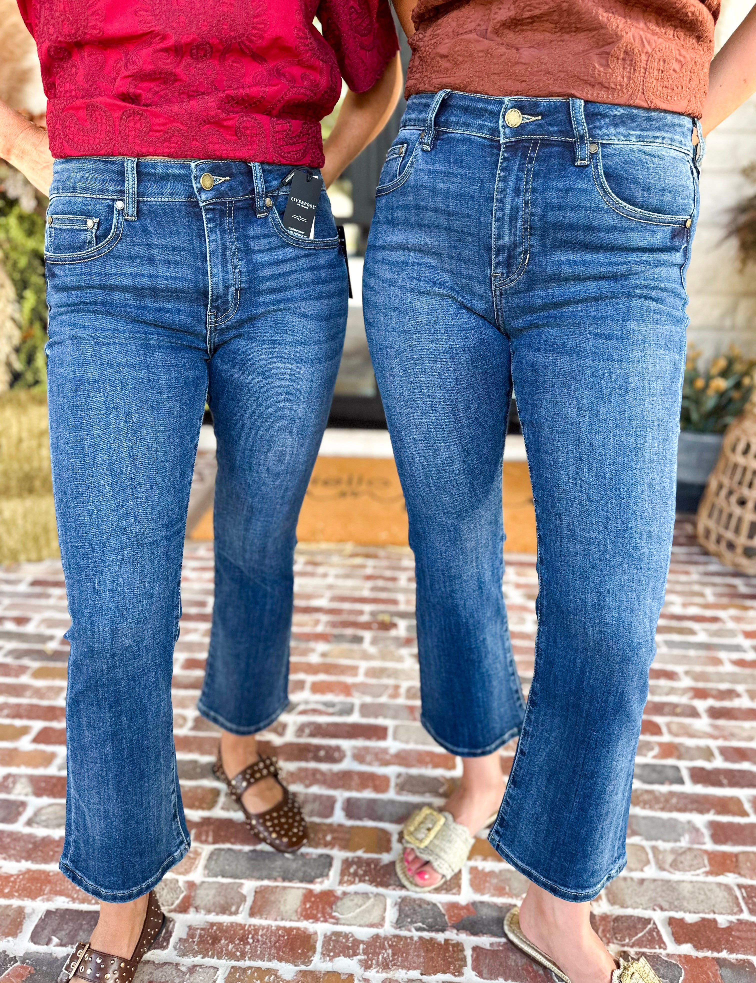 Liverpool - The Hannah Crop Flare Jeans-420 Denim-LIVERPOOL JEANS COMPANY-July & June Women's Fashion Boutique Located in San Antonio, Texas
