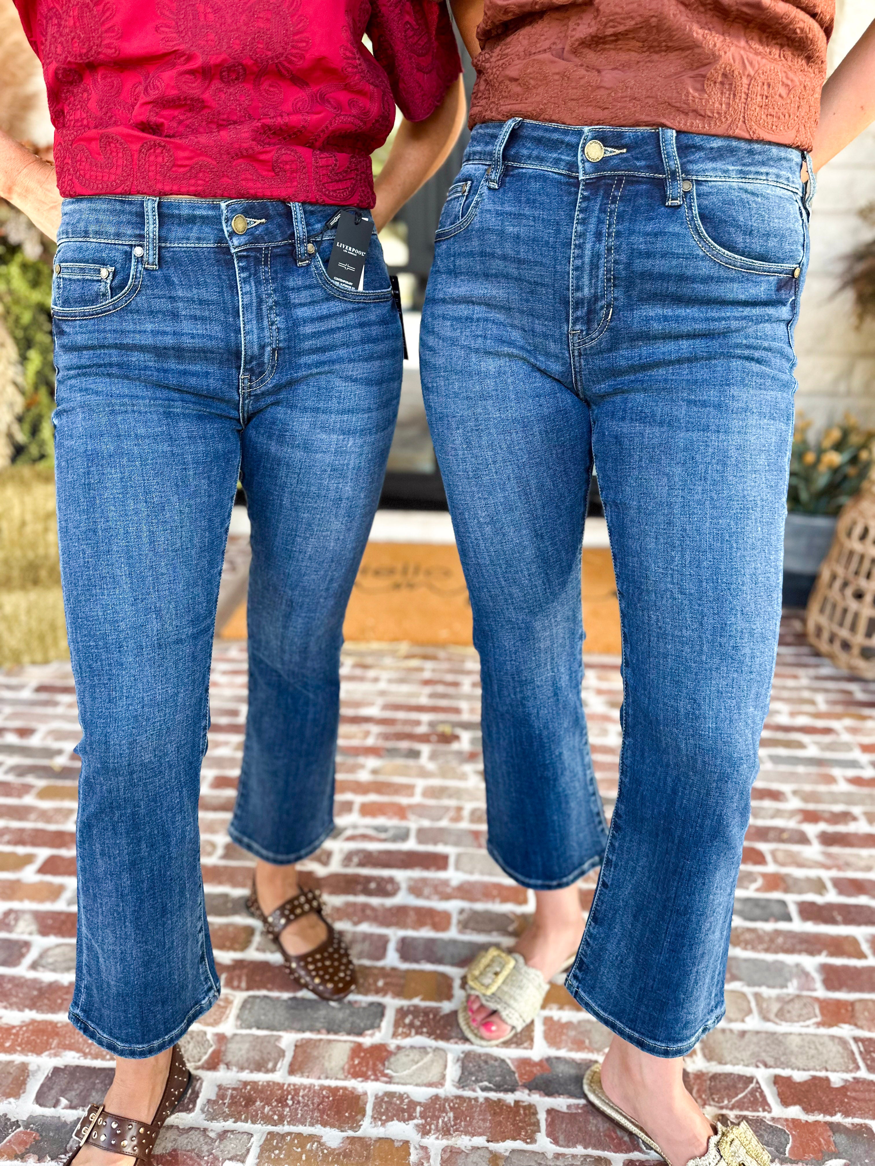 Liverpool - The Hannah Crop Flare Jeans-420 Denim-LIVERPOOL JEANS COMPANY-July & June Women's Fashion Boutique Located in San Antonio, Texas