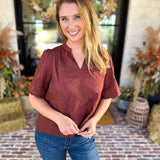 The Brunch Blouse - Brown-200 Fashion Blouses-ENTRO-July & June Women's Fashion Boutique Located in San Antonio, Texas