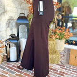 Liverpool - Kayla Wide Leg Trousers - Dark Brown-400 Pants-LIVERPOOL JEANS COMPANY-July & June Women's Fashion Boutique Located in San Antonio, Texas