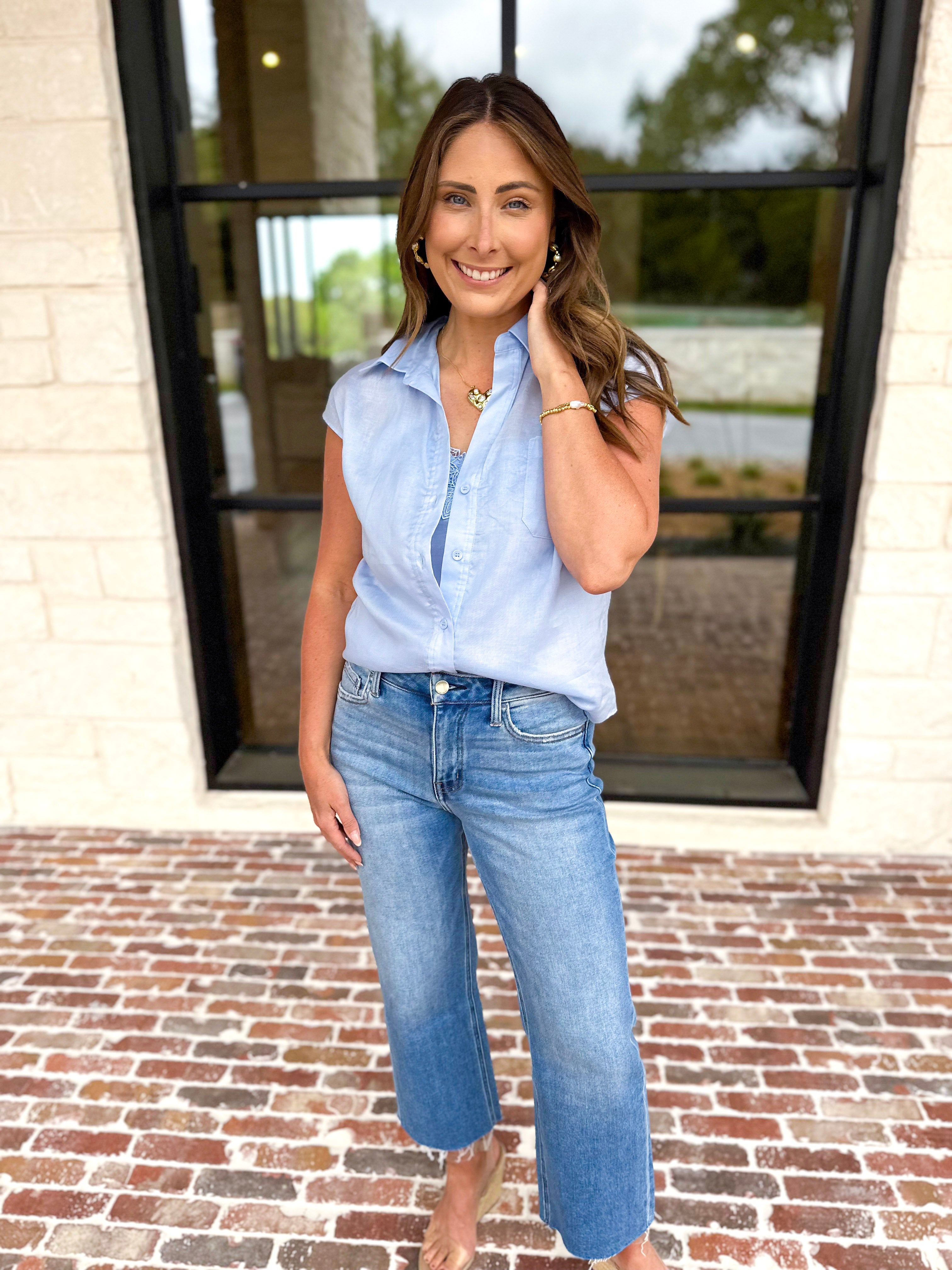 Vervet - High Rise Cropped Slim Wide Leg Jeans-400 Pants-VEVERT BY FLYING MONKEY-July & June Women's Fashion Boutique Located in San Antonio, Texas