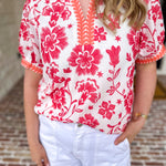 The Anderson Blouse - Red-200 Fashion Blouses-POLOGRAM-July & June Women's Fashion Boutique Located in San Antonio, Texas