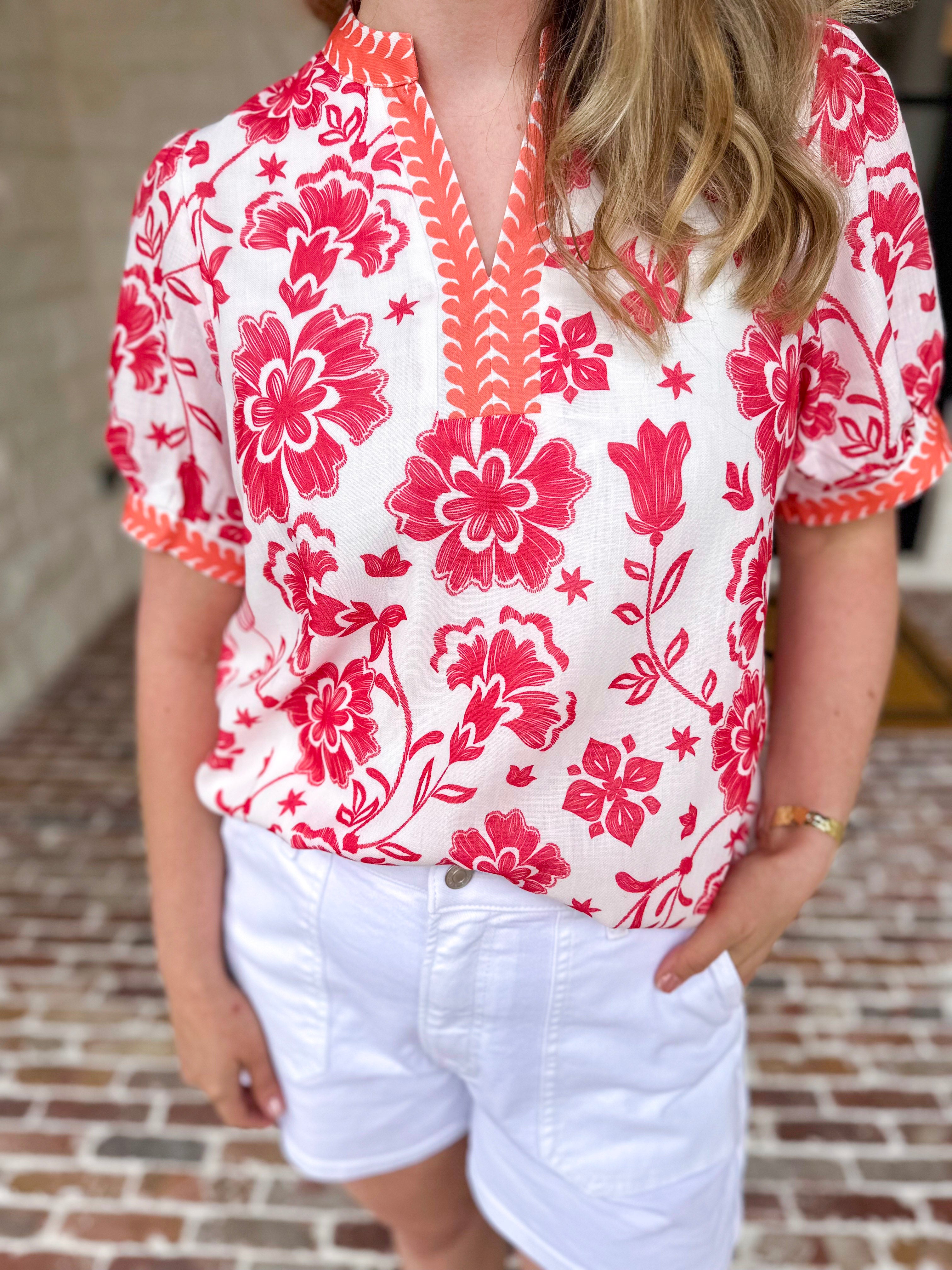 The Anderson Blouse - Red-200 Fashion Blouses-POLOGRAM-July & June Women's Fashion Boutique Located in San Antonio, Texas