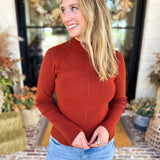 Liverpool - Warm Cayenne Turtleneck Sweater-230 Sweaters/Cardis-LIVERPOOL JEANS COMPANY-July & June Women's Fashion Boutique Located in San Antonio, Texas