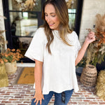 Suede Swing Blouse - Cream-200 Fashion Blouses-FATE-July & June Women's Fashion Boutique Located in San Antonio, Texas
