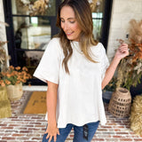 Suede Swing Blouse - Cream-200 Fashion Blouses-FATE-July & June Women's Fashion Boutique Located in San Antonio, Texas