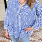 Seashell Flow Button Down Blouse-200 Fashion Blouses-FATE-July & June Women's Fashion Boutique Located in San Antonio, Texas