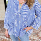 Seashell Flow Button Down Blouse-200 Fashion Blouses-FATE-July & June Women's Fashion Boutique Located in San Antonio, Texas