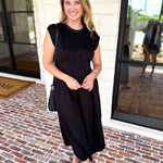 Polished Pin-Tuck Midi Dress-500 Midi-ENTRO-July & June Women's Fashion Boutique Located in San Antonio, Texas