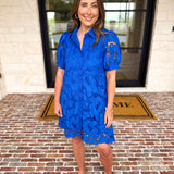 Anna Lace Mini Dress - Royal Blue-510 Mini-JODIFL-July & June Women's Fashion Boutique Located in San Antonio, Texas
