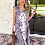 Plaid About You Midi Dress - Chocolate-500 Midi-ENTRO-July & June Women's Fashion Boutique Located in San Antonio, Texas