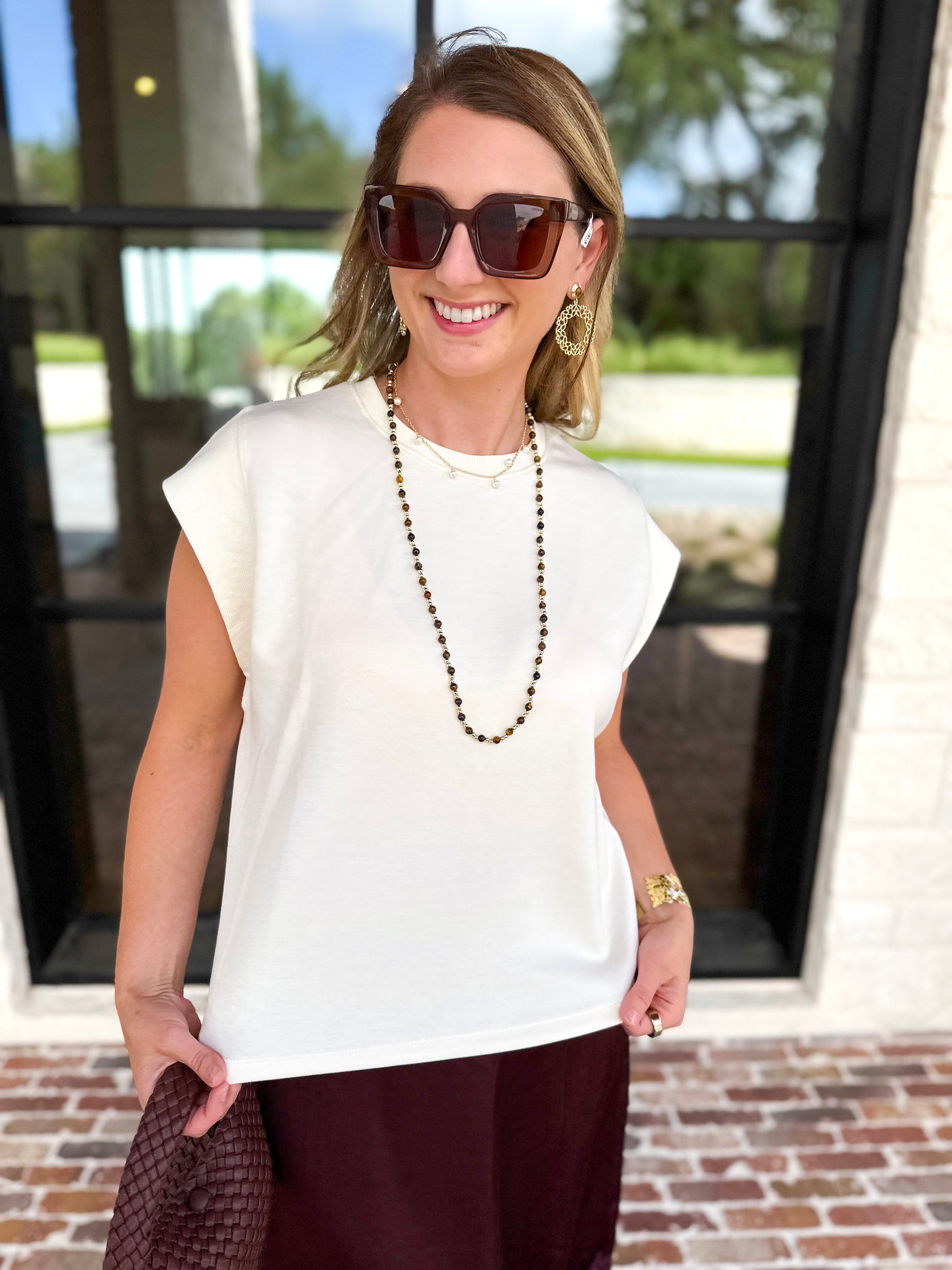 Chic Essentials Top - Cream-210 Casual Blouses-ENTRO-July & June Women's Fashion Boutique Located in San Antonio, Texas