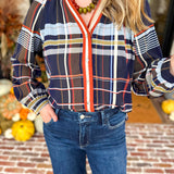 THML - Lightweight Sundown Plaid Blouse-200 Fashion Blouses-THML-July & June Women's Fashion Boutique Located in San Antonio, Texas