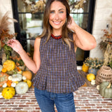 THML - Stonewash Peplum Blouse-200 Fashion Blouses-THML-July & June Women's Fashion Boutique Located in San Antonio, Texas