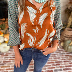 THML - Autumn Pattern Play Blouse-200 Fashion Blouses-THML-July & June Women's Fashion Boutique Located in San Antonio, Texas