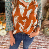 THML - Autumn Pattern Play Blouse-200 Fashion Blouses-THML-July & June Women's Fashion Boutique Located in San Antonio, Texas