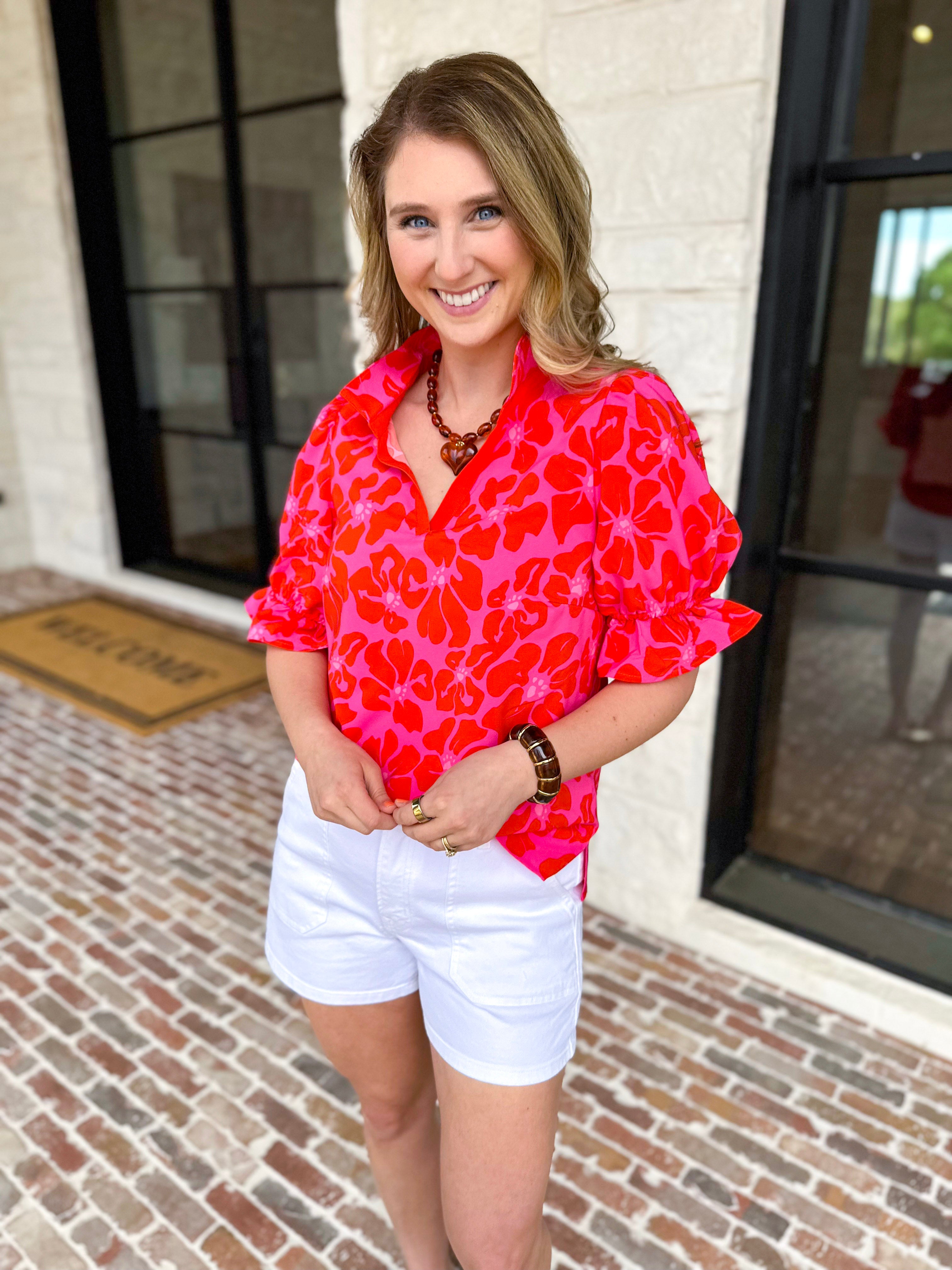 Mary Square - Jessica Blouse - Samba Garden-200 Fashion Blouses-MARY SQUARE-July & June Women's Fashion Boutique Located in San Antonio, Texas