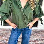 The Campbell Button Down Blouse - Forest-200 Fashion Blouses-ENTRO-July & June Women's Fashion Boutique Located in San Antonio, Texas