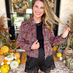 Liverpool - Wine Country Tweed & Fringe Jacket-600 Outerwear-LIVERPOOL JEANS COMPANY-July & June Women's Fashion Boutique Located in San Antonio, Texas