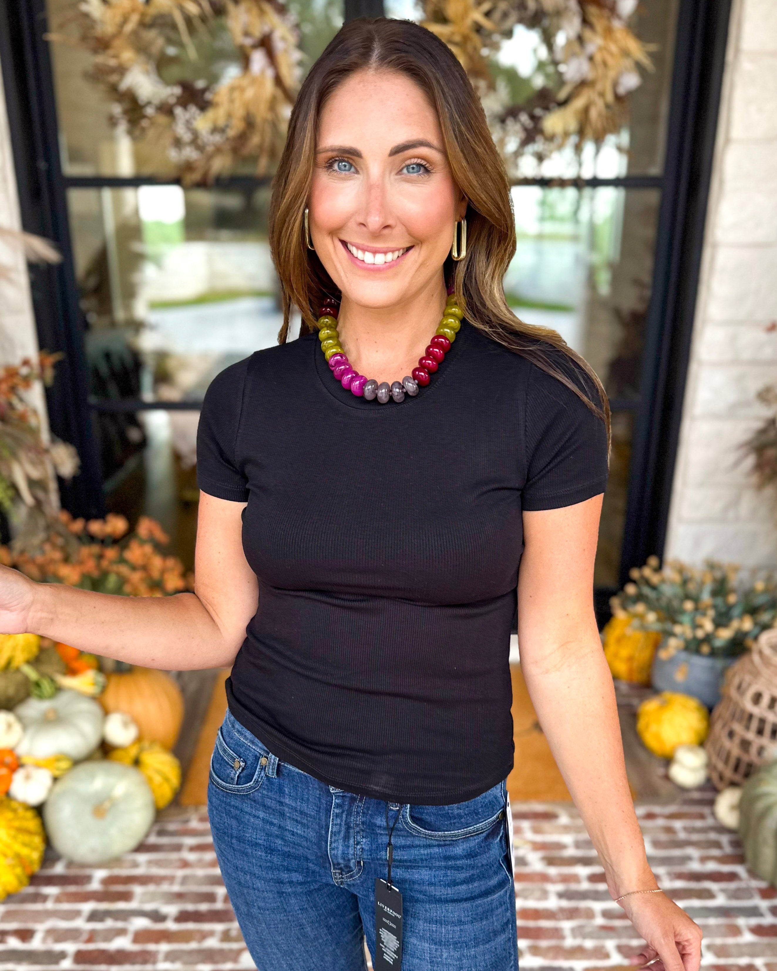 Micro-Ribbed Athleisure Top - Ink Black-210 Casual Blouses-MONO B-July & June Women's Fashion Boutique Located in San Antonio, Texas