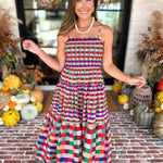 Always Vibrant Gingham Maxi Dress-500 Midi-TCEC-July & June Women's Fashion Boutique Located in San Antonio, Texas