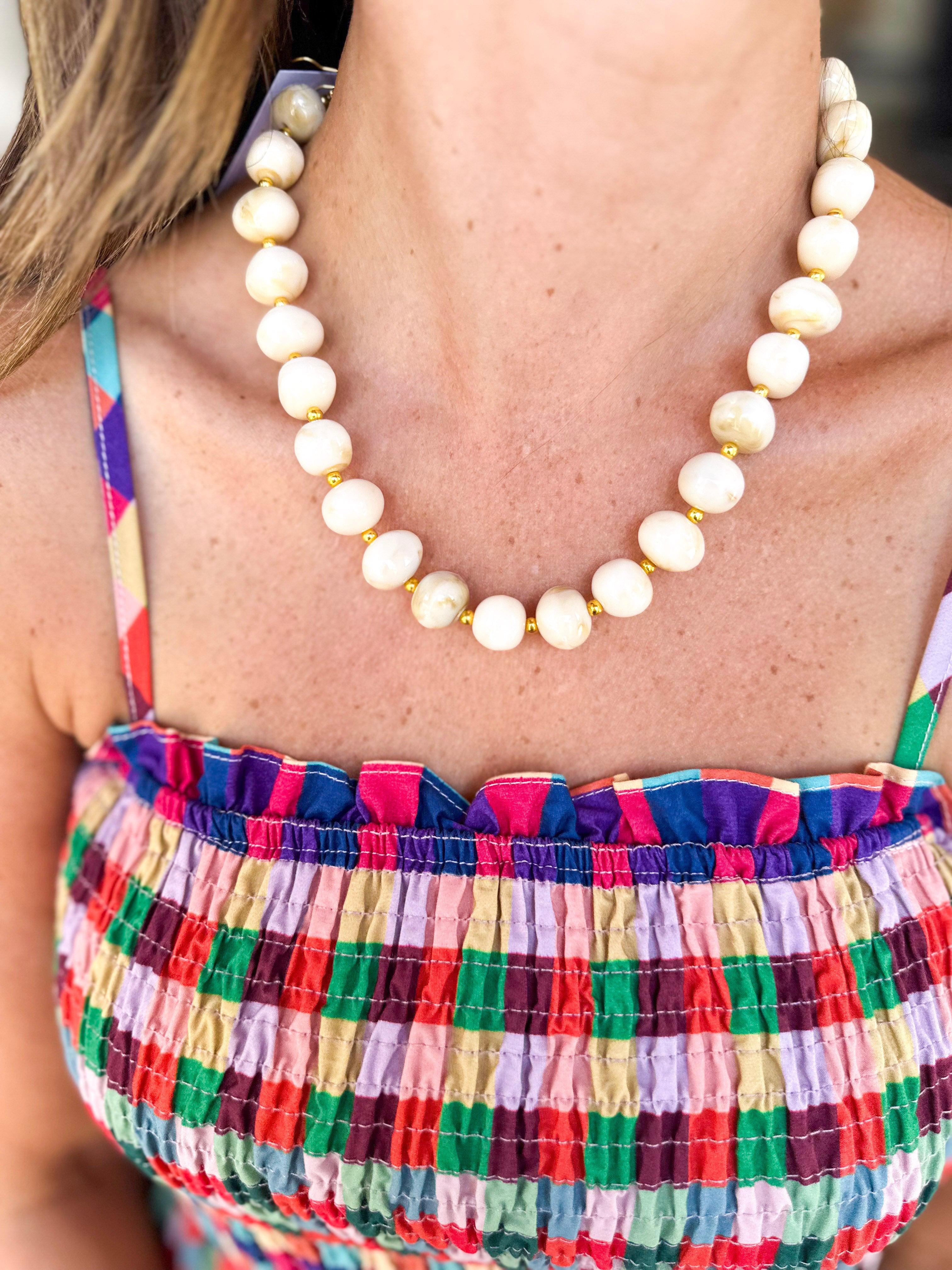 Bauble Beaded Necklace - Bone-110 Jewelry & Hair-Golden Lily-July & June Women's Fashion Boutique Located in San Antonio, Texas