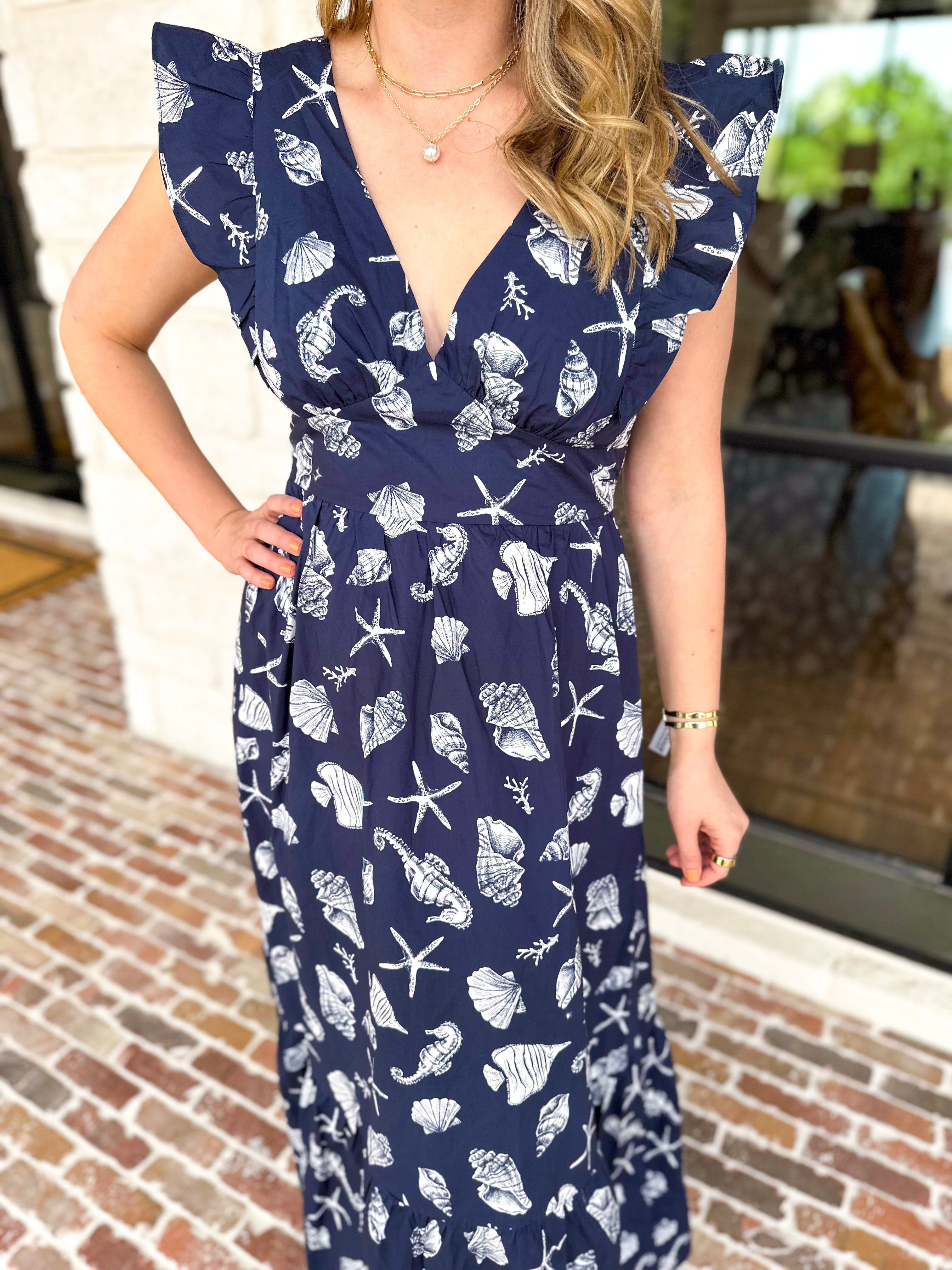 The Shell & Sun Midi Dress-500 Midi-SKIES ARE BLUE-July & June Women's Fashion Boutique Located in San Antonio, Texas