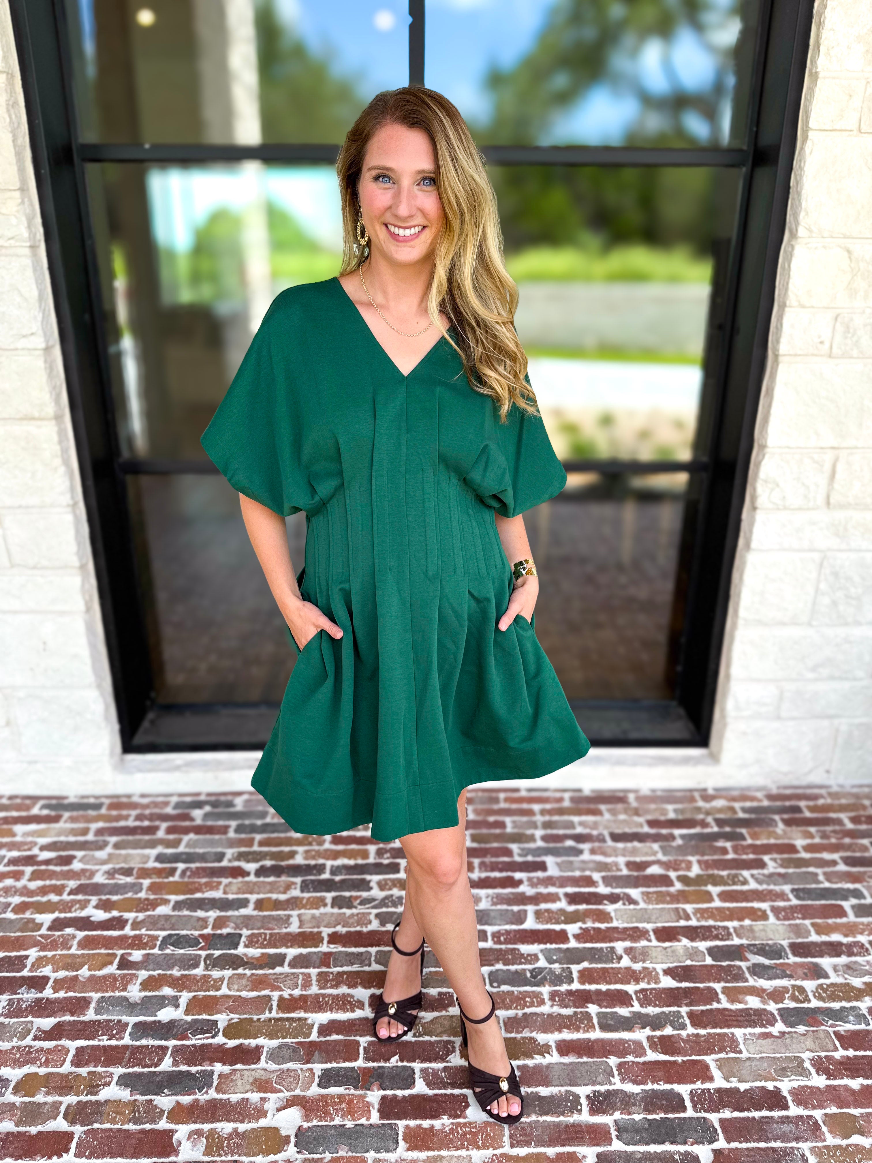 Elevated Chic Mini Dress - Hunter Green-510 Mini-ENTRO-July & June Women's Fashion Boutique Located in San Antonio, Texas