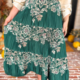 Current Air - Emerald Green Floral Pleated Midi Skirt-410 Shorts/Skirts-CURRENT AIR CLOTHING-July & June Women's Fashion Boutique Located in San Antonio, Texas