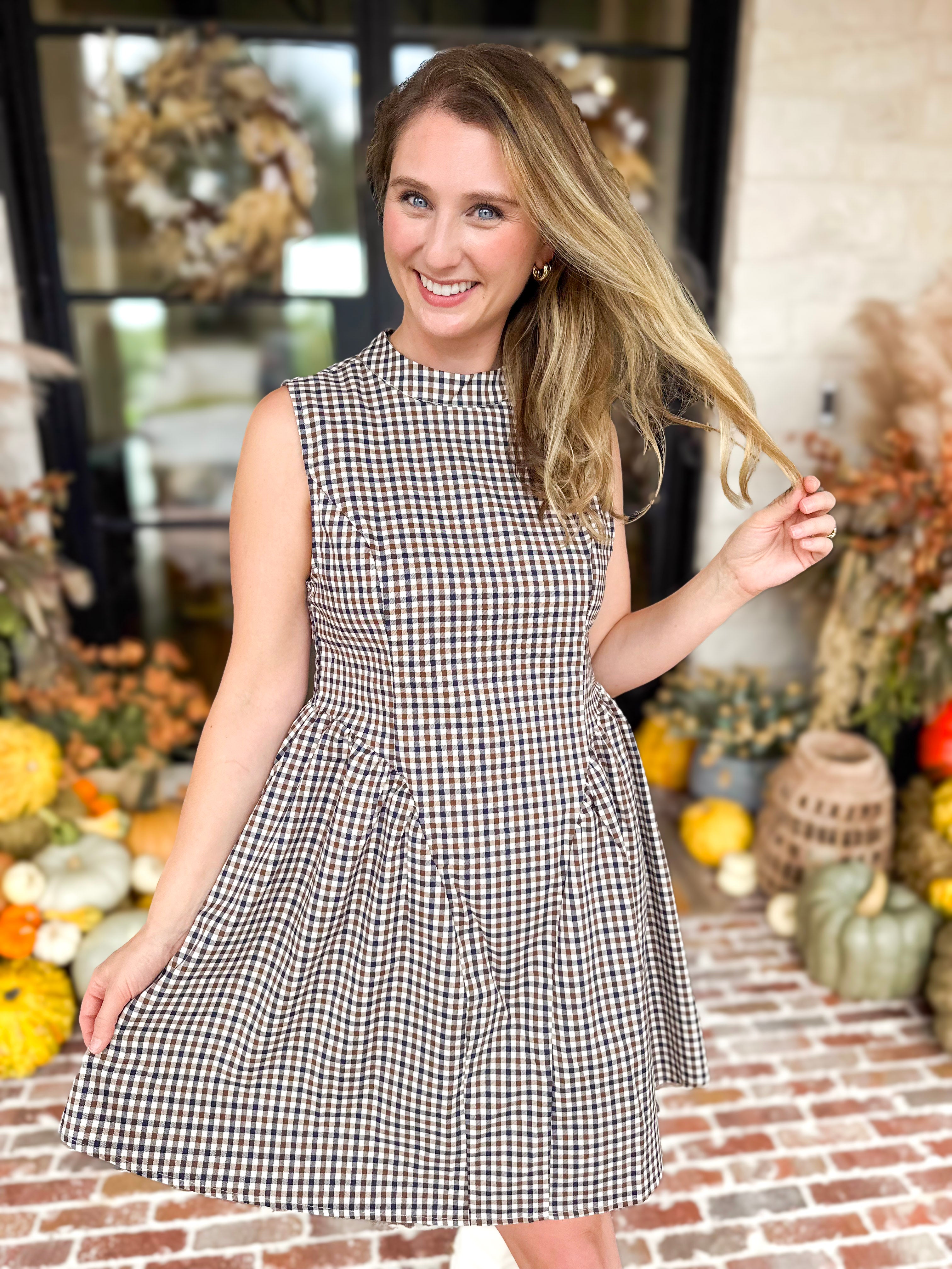 THML - Downtown Gingham Mini Dress-510 Mini-THML-July & June Women's Fashion Boutique Located in San Antonio, Texas
