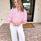Bloom Where You're Planted Blouse - Pink-200 Fashion Blouses-ENTRO-July & June Women's Fashion Boutique Located in San Antonio, Texas