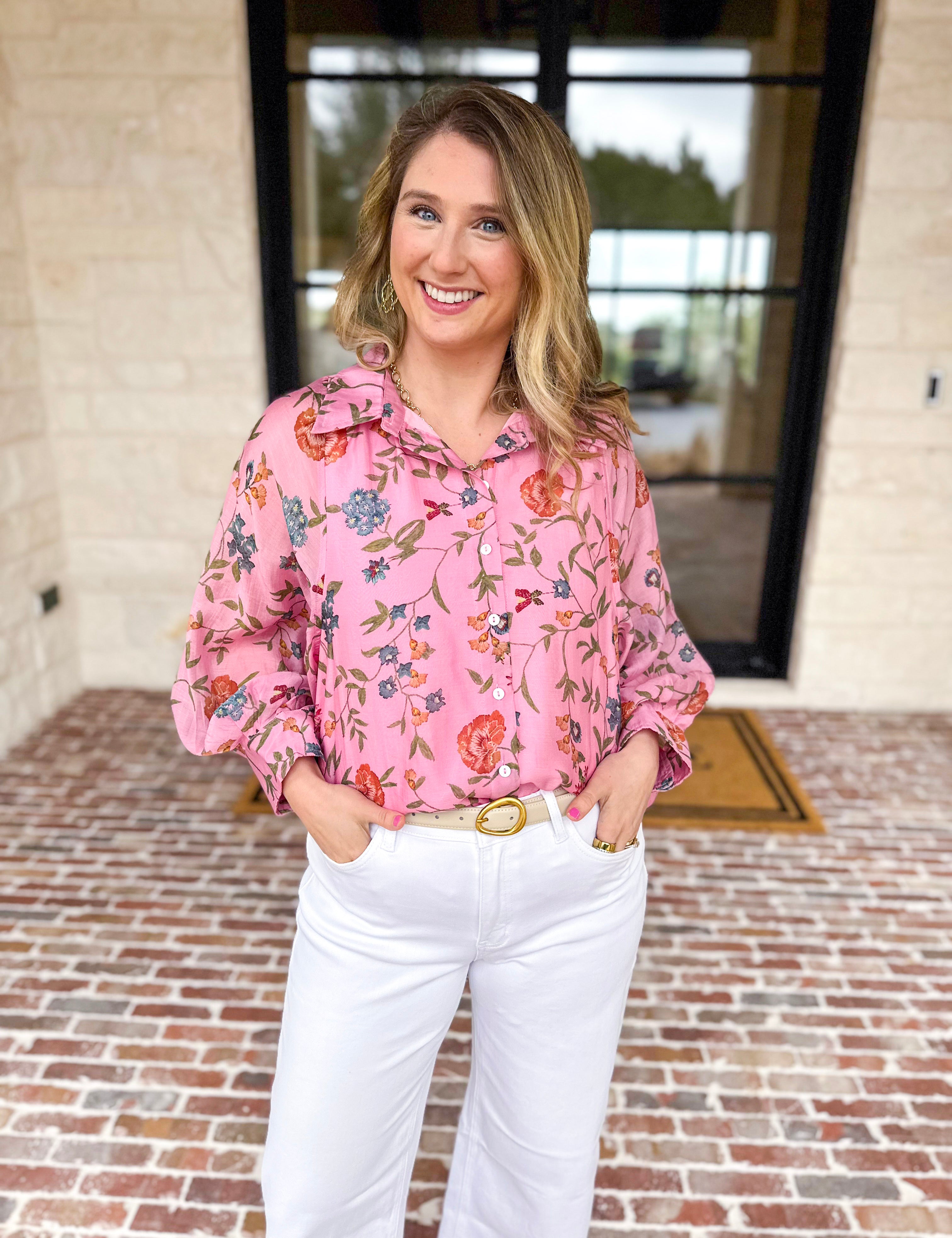 Blossom & Bloom Blouse-200 Fashion Blouses-ENTRO-July & June Women's Fashion Boutique Located in San Antonio, Texas