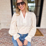 Bloom Where You're Planted Blouse - Cream-200 Fashion Blouses-ENTRO-July & June Women's Fashion Boutique Located in San Antonio, Texas