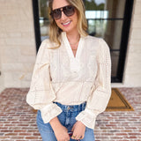 Bloom Where You're Planted Blouse - Cream-200 Fashion Blouses-ENTRO-July & June Women's Fashion Boutique Located in San Antonio, Texas