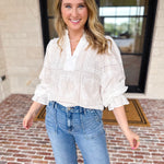 Bloom Where You're Planted Blouse - White-200 Fashion Blouses-ENTRO-July & June Women's Fashion Boutique Located in San Antonio, Texas