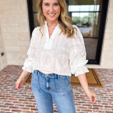 Bloom Where You're Planted Blouse - White-200 Fashion Blouses-ENTRO-July & June Women's Fashion Boutique Located in San Antonio, Texas