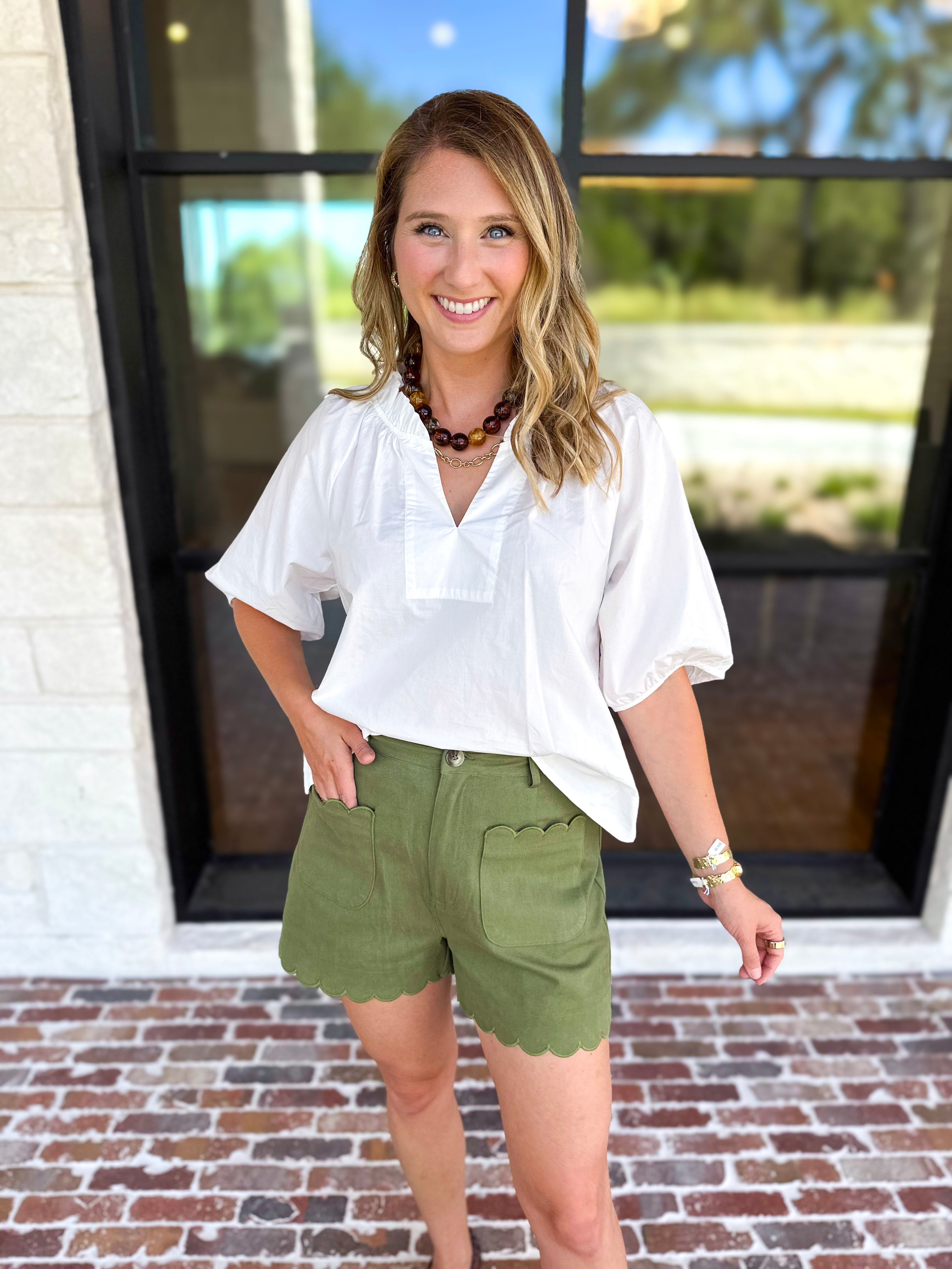 Feminine Everyday V-Neck Blouse - Cream-200 Fashion Blouses-OLIVACEOUS-July & June Women's Fashion Boutique Located in San Antonio, Texas