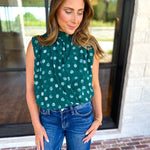 Date Night Polka Dot Top - Green-200 Fashion Blouses-ENTRO-July & June Women's Fashion Boutique Located in San Antonio, Texas