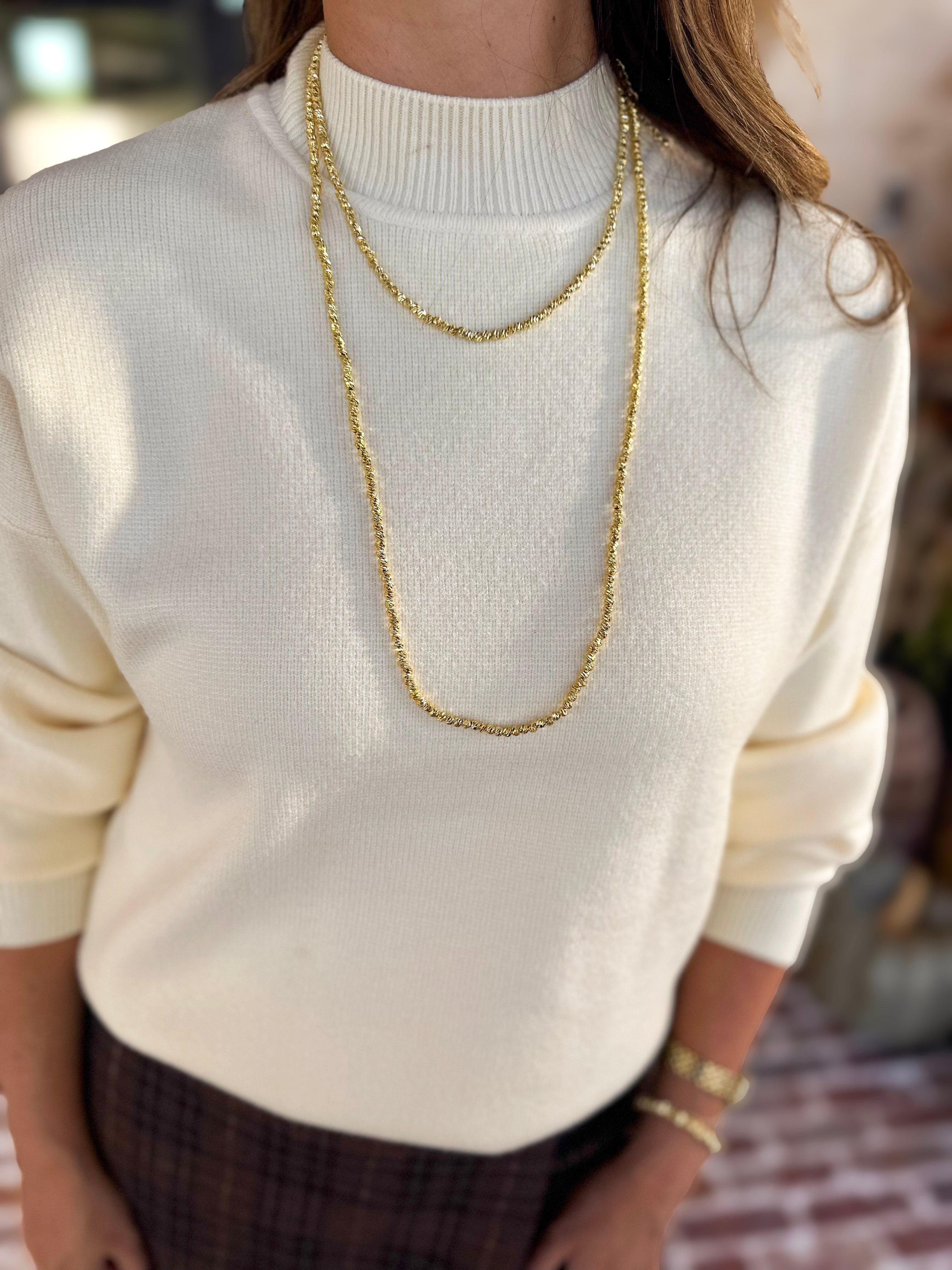The Daily Mock Neck Sweater - Vanilla Cream-230 Sweaters/Cardis-SKIES ARE BLUE-July & June Women's Fashion Boutique Located in San Antonio, Texas