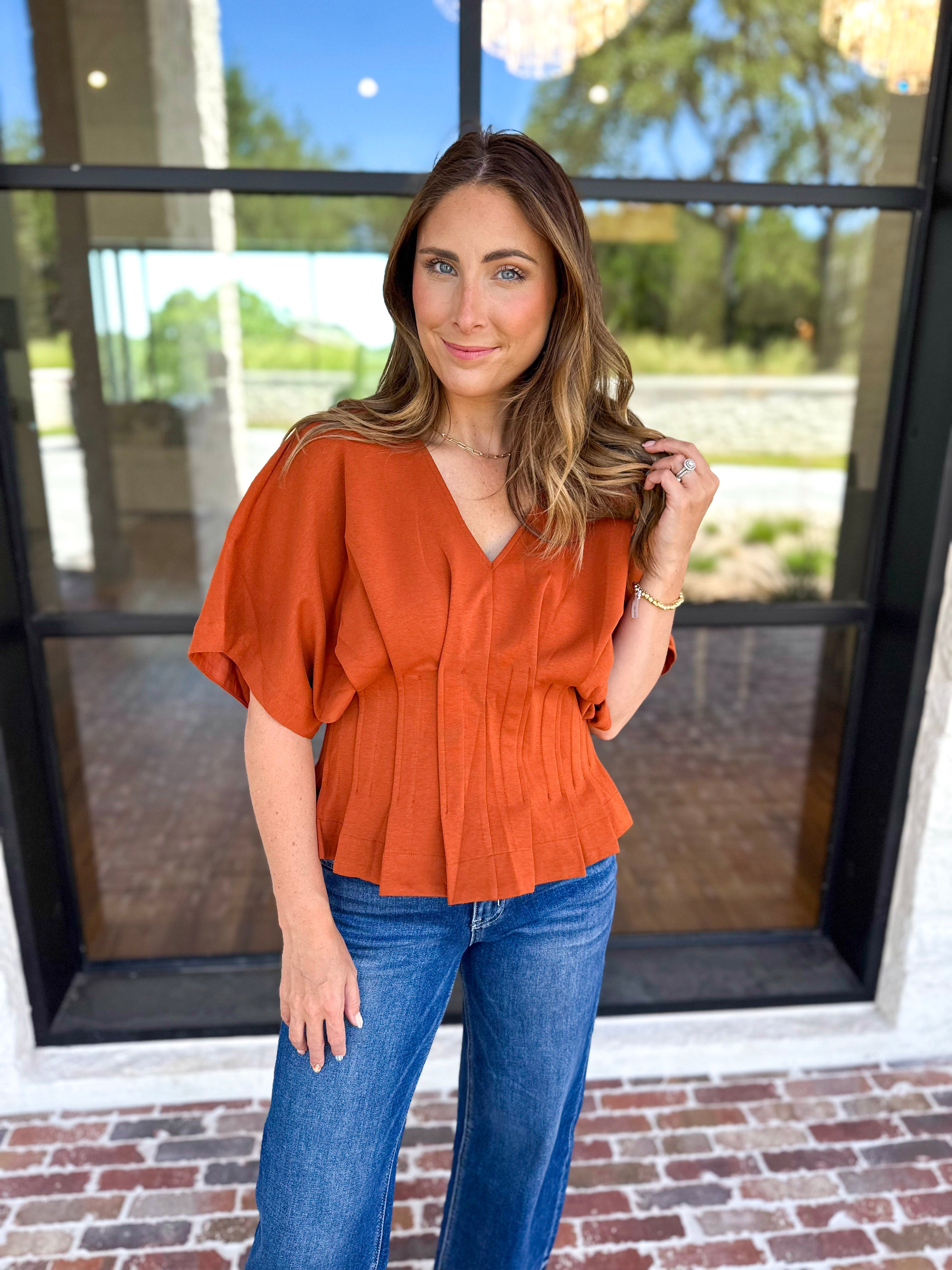 Elevated Chic Top - Clay-200 Fashion Blouses-ENTRO-July & June Women's Fashion Boutique Located in San Antonio, Texas