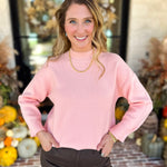 The Daily Mock Neck Sweater - Soft Pink-230 Sweaters/Cardis-SKIES ARE BLUE-July & June Women's Fashion Boutique Located in San Antonio, Texas